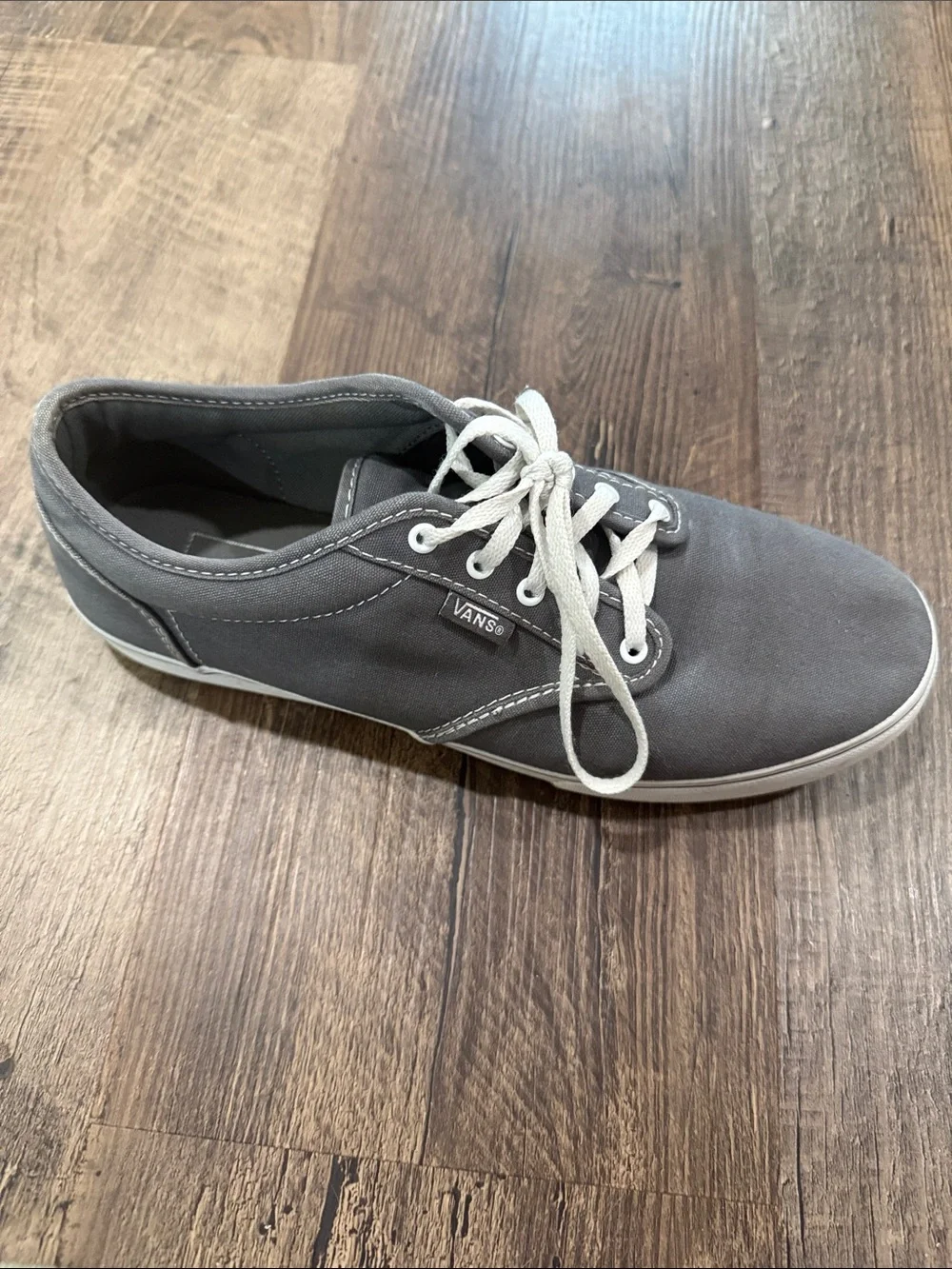Vans Women's Gray Canvas Low-Top Sneakers with White Laces